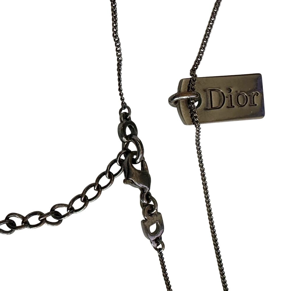 Christian Dior Dog Tag Style Necklace - Gunmetal - Picture 10 of 16